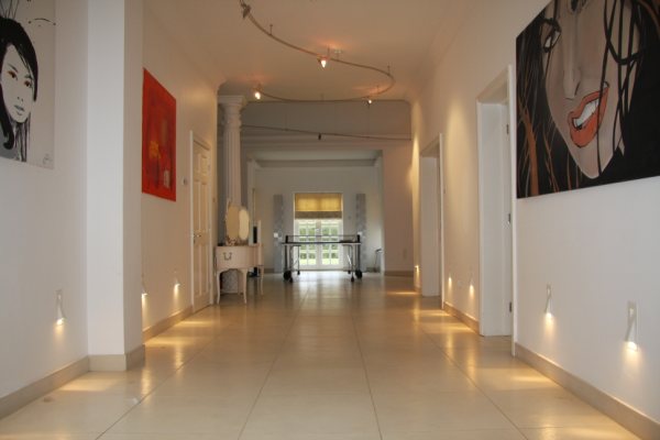 Hallway with illuminated floor
