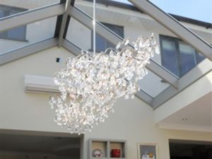 Glass ceiling light in conservatory